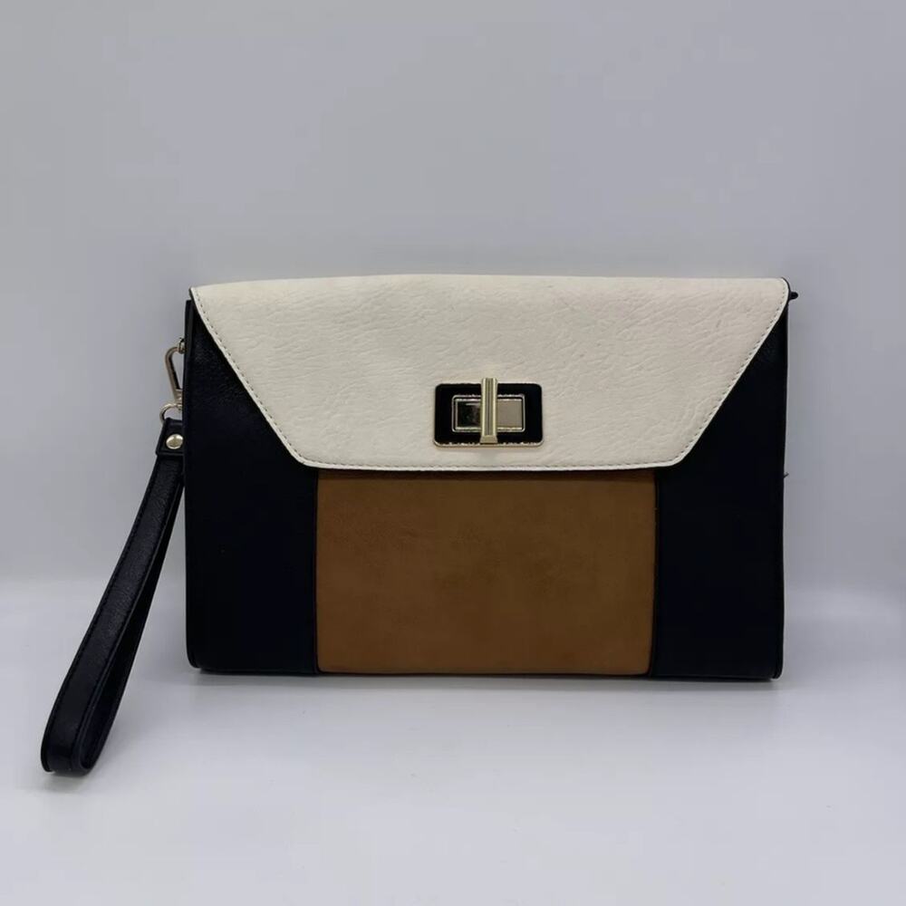 Melie Bianco Black & Brown Clutch Purse